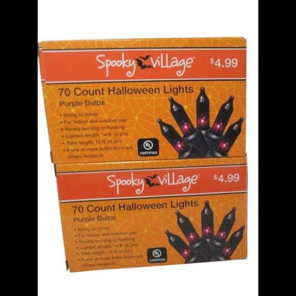 Lot Of 2 Boxes of 70 Count Halloween Lights Purple Bulbs